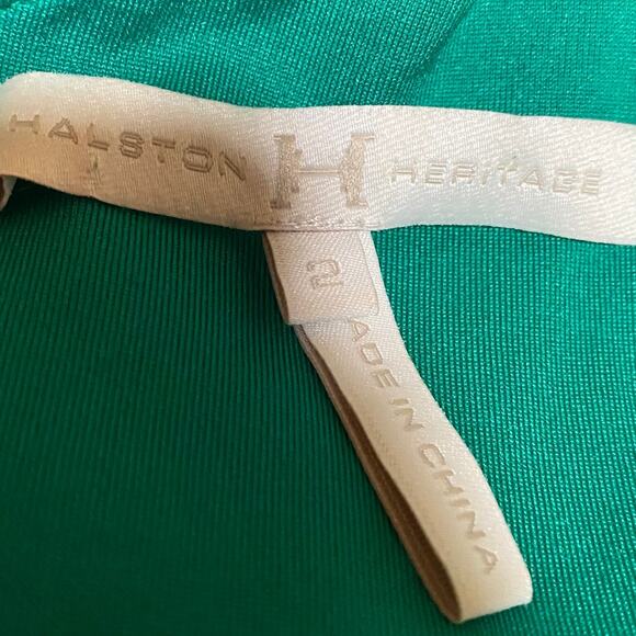 Halston Heritage Mini Dress One Shoulder Halter Choker Strap Asymmetric Green 2 - Picture 11 of 11